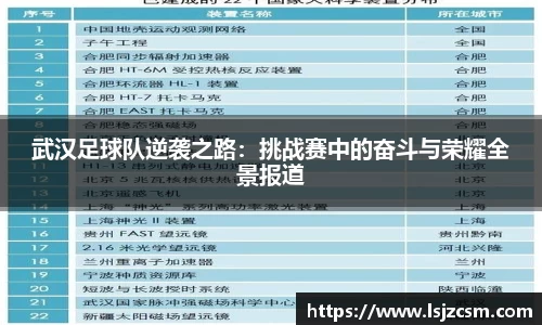 武汉足球队逆袭之路：挑战赛中的奋斗与荣耀全景报道